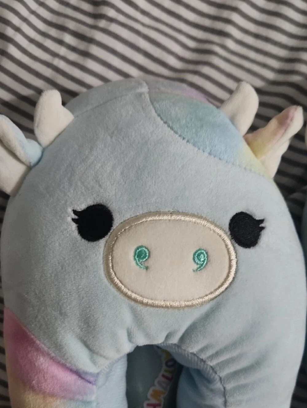 Squishmallows Light Blue Rainbow Cow Pastel Rainbow Kids Slippers